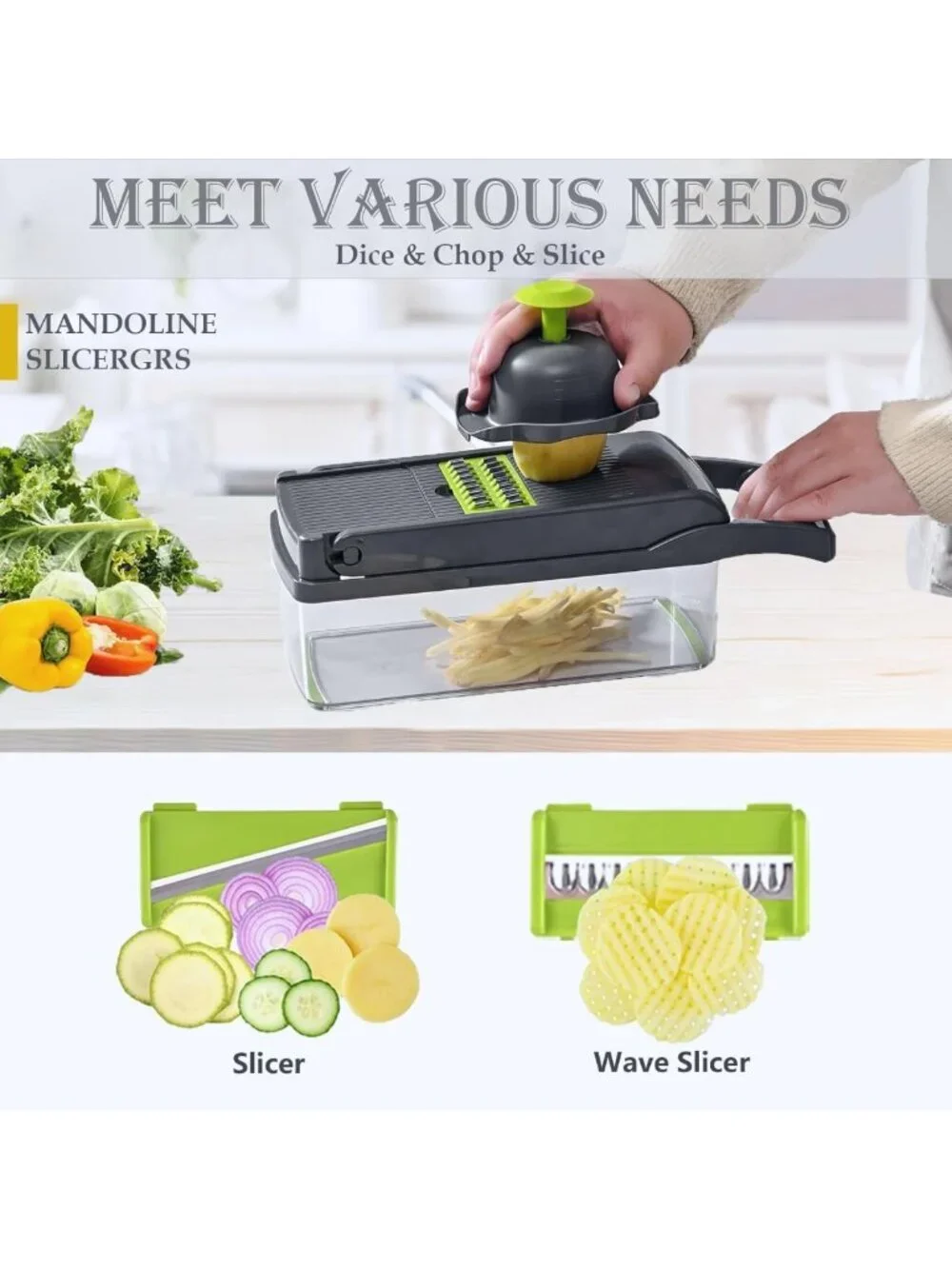 16-in-1 Vegetable Chopper & Mandoline Slicer | Food Prep Tool, Onion Dicer